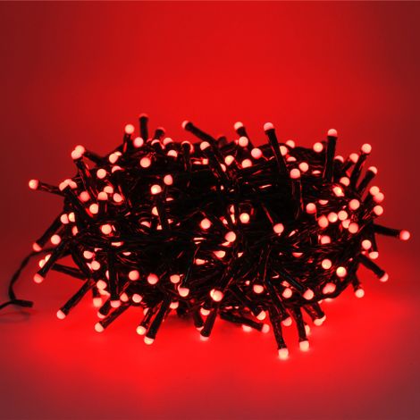 Luccika Home stringa luminosa catena serie di luci per albero di Natale luminosita' 360o cavo verde 15 mt con 300 led rosso con 8 giochi di luce e memoria per uso esterno interno (1/2)