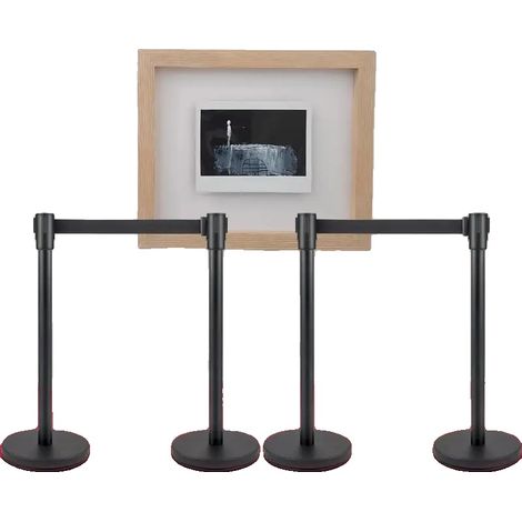 Barrière de contrôle de foule, base en métal et béton, sangle rétractable 2m, hauteur 1m, poids de la base 4kg, connecteurs emboîtables (1/5)
