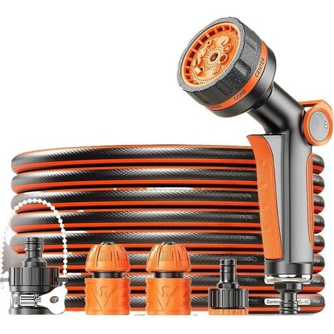 Buse tuyau arrosage robuste 8 modes jet haute pression contrôle pouce pour jardin voiture animaux Compatible 5m double interrupteur (1/5)