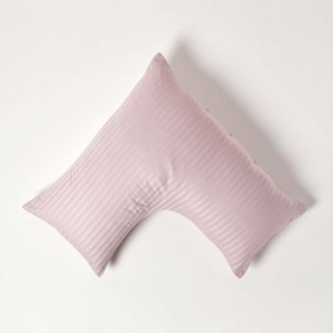HOMESCAPES Dusky Pink Violet Egyptian Cotton Super Soft V Shaped Pillowcase 330 Thread Count - Dusky Pink Violet