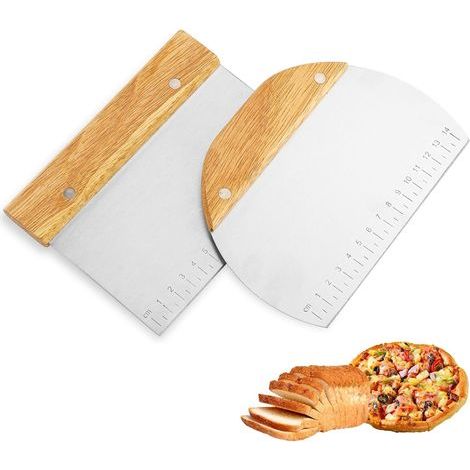 Corne Patisserie, 2 Pièces Coupe Pate Boulangerie, Spatule Patisserie Lissage avec Poignée en Bois Idéal pour Couper la Pâte, Pizza, Pain, Gâteaux, Cuisine, Pâtisserie, Crêpes (1/5)