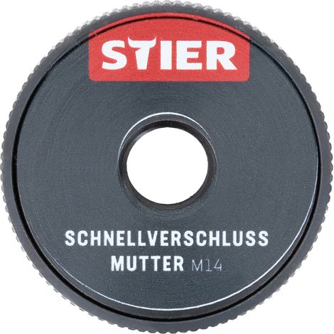 STIER Schnellverschluss Mutter M14, für Winkelschleifer bis 230mm Durchmesser, werkzeugloses Wechseln von Trennscheiben