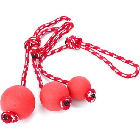 Balle interactive pour chien avec corde, résistante aux morsures, en caoutchouc sûr pour l'entraînement en extérieur, 6 cm / 2,4 pouces (1/5)