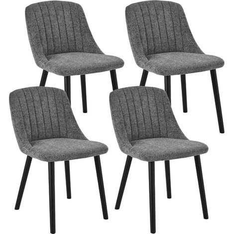 Esszimmerstühle Grau 4er Set mit Holzbeinen, Polsterstuhl für Küche & Büro (1/5)