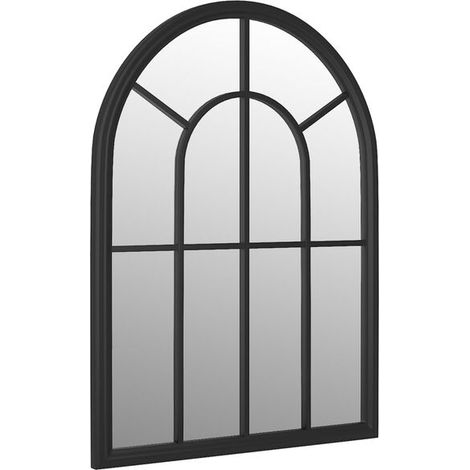 Miroir de jardin noir, 60x45 cm, en fer, adapté à un usage extérieur. (1/5)