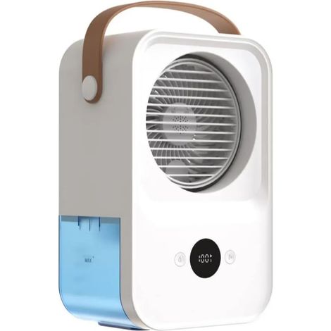 Climatiseur/refroidisseur d'air, 4 niveaux de refroidissement, USB, refroidissement par atomisation à eau, mini ventilateur portable pour la maison, blanc (1/5)