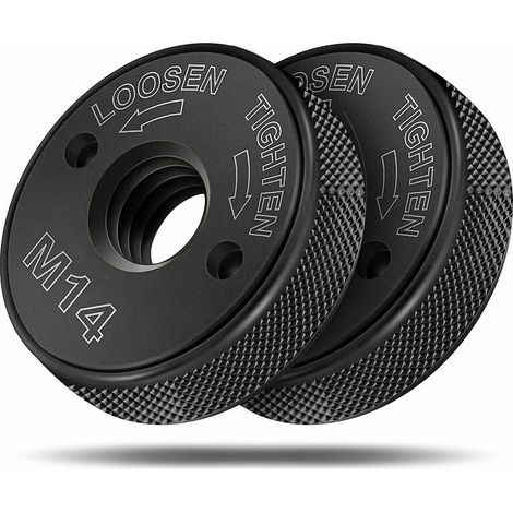Écrou à dégagement rapide M14, compatible avec toutes les meuleuses d'angle AEG, Black & Decker, Dewalt, Flex, Hitachi, Metabo, Makita, etc. (2 écrous de serrage), noir (1/3)