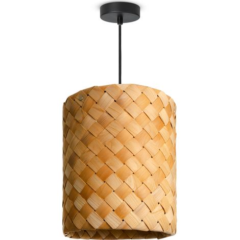 Paco Home Suspension LED Lampe À Suspension Salon Chambre À Coucher Abat-jour Papier E27 Lampe à suspension - Noir, Holz (Ø25cm) (de)