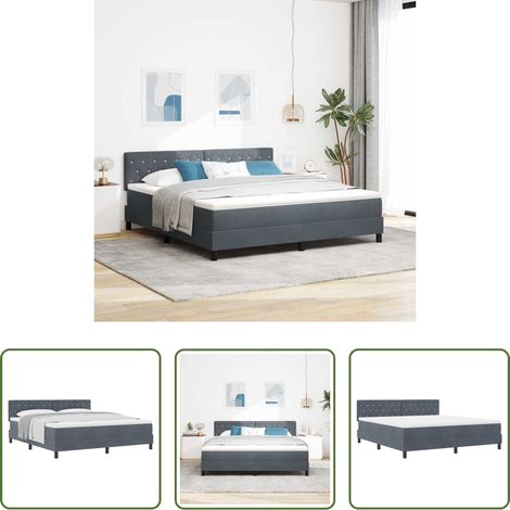 Samt -  Boxspringbett mit Matratze Dunkelgrau 180 x 200 cm Samt (1/5)