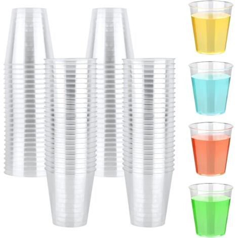 Lot de 100 Gobelet Plastique Reutilisable, 5 cl/50ml Verre Plastique Reutilisable, Transparent Verre en Plastique Verre a Shot, pour Cocktails Jus de Fruits Mariage Fêtes (1/5)