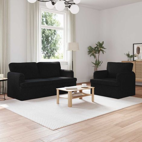 Sofa Set 2 pcs Schwarz 162 x 80 x 85 cm Stoff