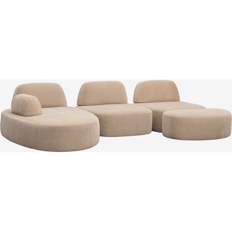 Sofá modular chaise longue izquierdo de 3 piezas y puff tapizado Giorgia SKLUM (1/5)