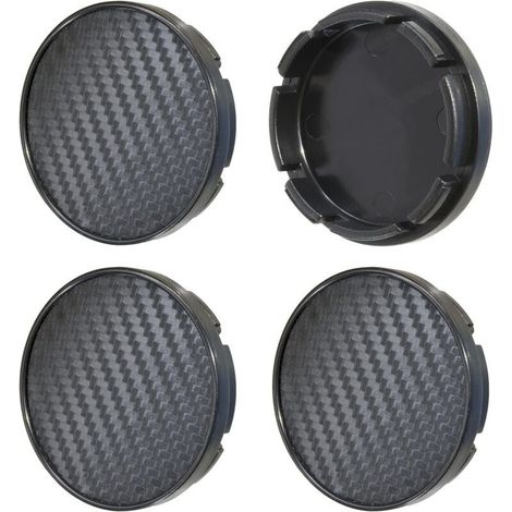 1 jeu de 4 enjoliveurs aspect carbone de 55 mm