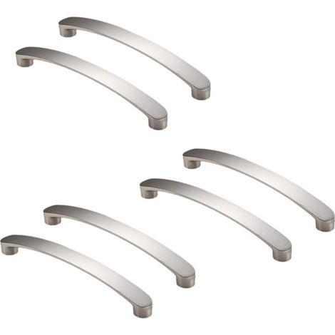 Set mit 6 verchromten Küchenschrankgriffen – Küchenschrankgriffe aus gebürstetem Nickel, gebürstete Küchengriffe, 128 mm Lochabstand