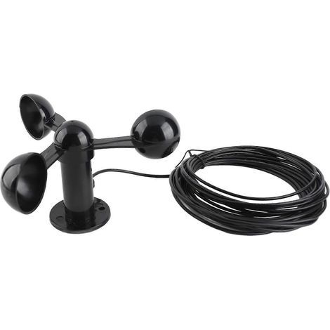 Capteur de vitesse du vent à trois coupelles, trou de montage de 4 cm, anti-interférences, surveillance de la vitesse du vent à 360 degrés, compatible avec les stations météorologiques. (1/5)