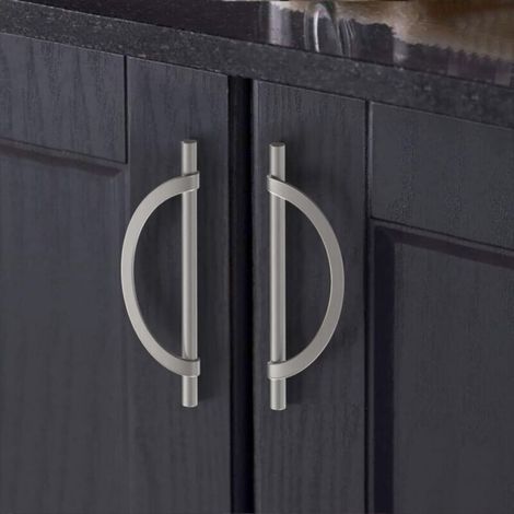 [NON UTILIZZATO] Maniglia per mobile da cucina color grigio perla, set da 2, con viti, in lega di zinco, per scrivanie e cassetti, interasse fori: 96 mm