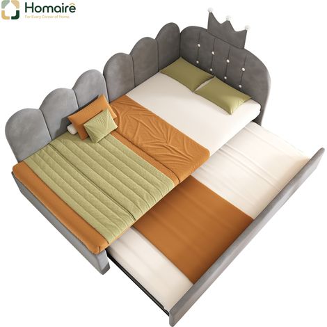 Cadre de lit velours gris 203 x 98 x 95 cm HOMAIRE (1/5)