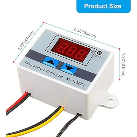 Contrôleur de température numérique à LED XH-W3001, interrupteur thermostatique avec sonde étanche, 24 V/240 W (1/5)