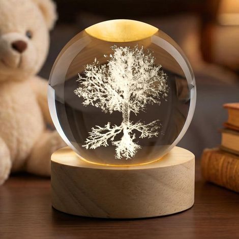 Boule de cristal 3D Arbre de Vie interface USB avec interrupteur boule décorative en verre avec (1/5)