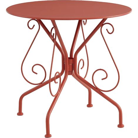 Tavolo da giardino in metallo effetto ferro battuto colore Terracotta - GUERMANTES (1/2)
