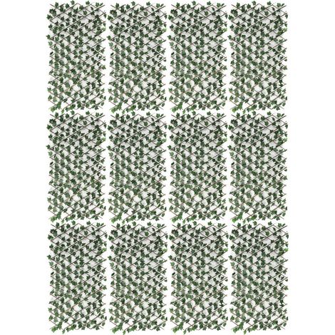 Lot de 12 Treillis Extensible Feuillage Artificiel 200 x 100 cm Brise-Vue Décoratif - Livraison gratuite