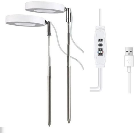 Pflanzenlampe, höhenverstellbare Vollspektrum-LED-Pflanzenlampe für kleine Pflanzen, 9 einstellbare Helligkeitsstufen, 180° drehbar und Ein-/Ausschalttimer (2 Leuchtenköpfe)