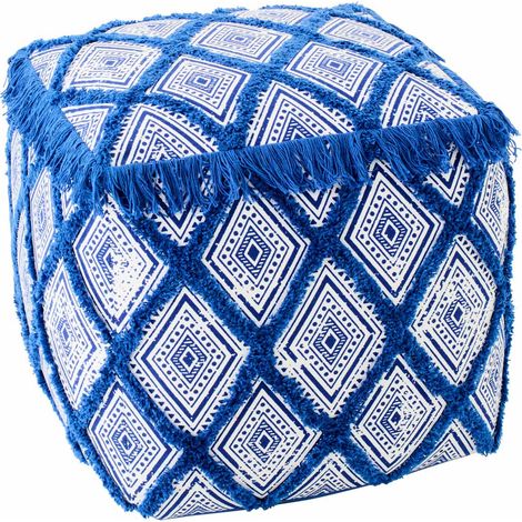 Pouf en Coton "Oriental" 45cm Bleu (1/4)
