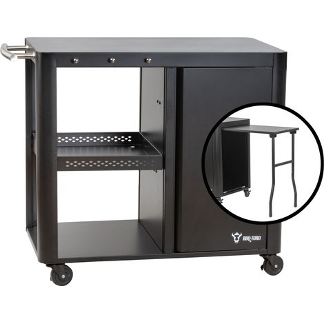 Bbq-Toro – Chariot de barbecue noir 95 x 50 x 80 cm – Surface de travail 85 x 50 cm – Charge maximale 120 kg – Table pliante intégrée (1/5)
