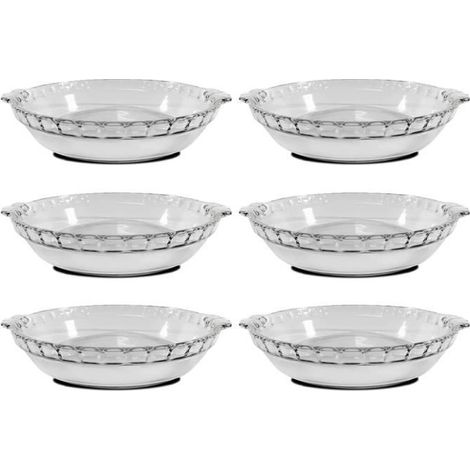 Lot 6 moule en verre fileté,plateau réfractaire,capacité 1.3 L-Longueur 25.7 x Profondeur 22.8 x Hauteur 4.7 cm-JUANIO