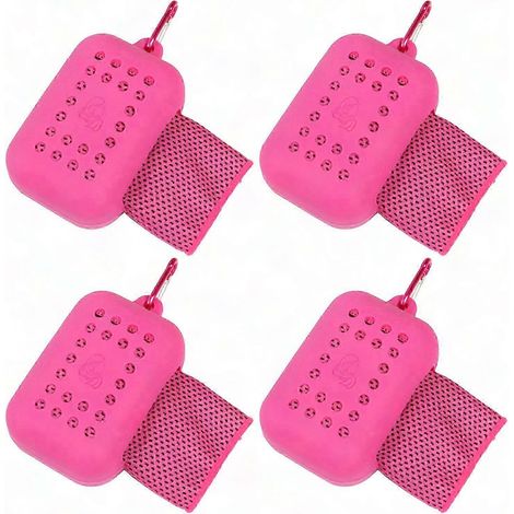 4-teiliges Sport-Kühlhandtuch-Set, schnelltrocknendes Kühlhandtuch für Yoga, Fitnessstudio, Laufen und Training, Rosenrot (1/5)