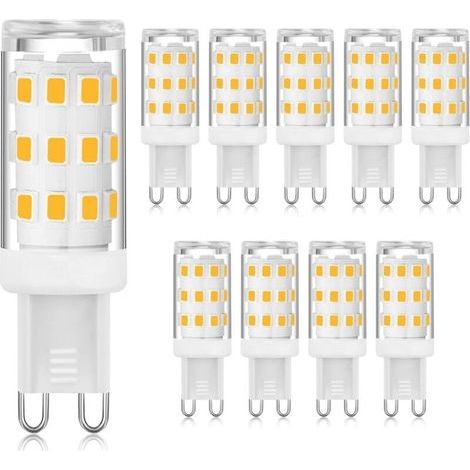 G9 LED-Lampe, 3000 K, Warmweiß, 3 W, Zweipol-G9-Sockel (entspricht 40 W Halogenlampe), energiesparende G9-Lampe für Kronleuchter, flimmerfrei, nicht dimmbar, 10er-Packung (1/5)