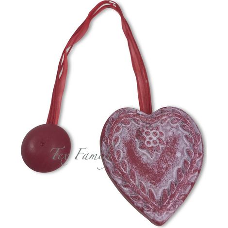 CALAMITA FERMA TENDA IN LEGNO CALAMITE PER TENDE LEGATENDE CUORE SHABBY ROSSO BORDEAUX