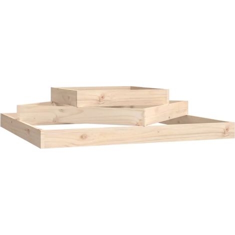 Macetero rústico de 3 niveles para flores y jardín 112 x 112 x 27 cm fabricado en madera maciza de pino 020048487 (1/4)