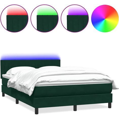 Maison Exclusive - Sommier à lattes de lit et matelas et LED vert foncé 160x220cm velours