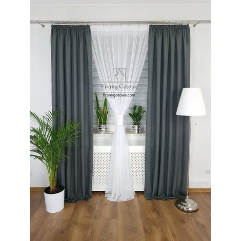 Tenda preconfezionata con nastro adesivo - grigio scuro (1/4)