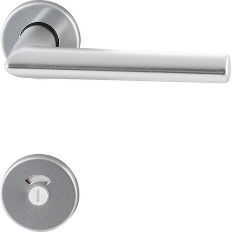 Drückergarnitur TURIN - auf Rosette WC, 38 - 42, Aluminium silber eloxiert (1/3)