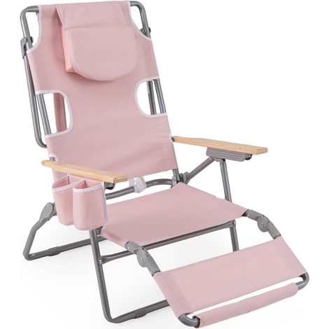 3-in-1-Klappstrandstuhl mit Fußstütze und Kissen