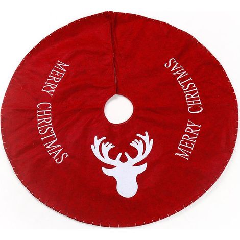Jupe de sapin de Noël 35 pouces (90 cm), Housse en tissu non tissé avec motif élan rouge, pour arbre de 1.5m à 2.1m, Décoration intérieure et extérieure fêtes de fin d'année (1/4)