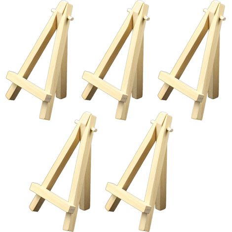 Miniatur-Dreieckstaffelei aus Holz, 5er-Set, 13 cm, tragbarer Ständer für Künstler, Hochzeiten und Partys (1/5)