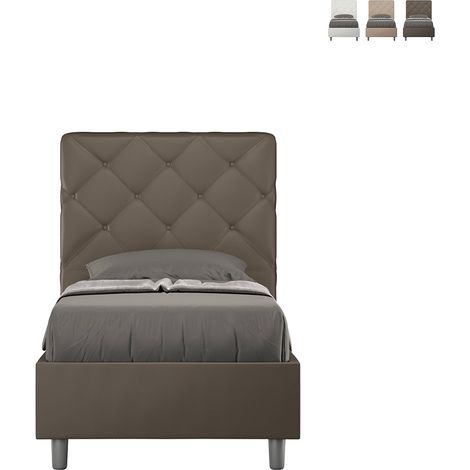Lit simple conteneur capitonné 80x190cm chambre d'enfant Priya S Marron - Modèle standard (1/5)