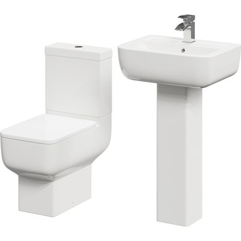 Wholesale Domestic Tacoma 550mm Full Pedestal Basin and Open Back Toilet Suite (1/5)