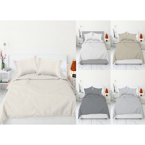 Parure Copripiumino Letto Matrimoniale 100% Raso Cotone Tinta Unita Made Italy, misuraMatrimonialecoloreMalva (1/2)