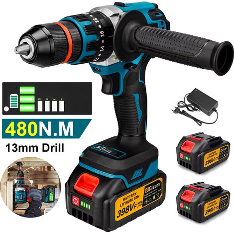 Perceuse électrique sans fil 480 N·m Makita 18V brushless – perceuse à percussion 13 mm, outil de bricolage avec 2 batteries (1/5)