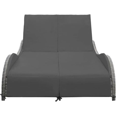 Maison Exclusive - Lettino Prendisole Doppio con Cuscino in Polyrattan Antracite