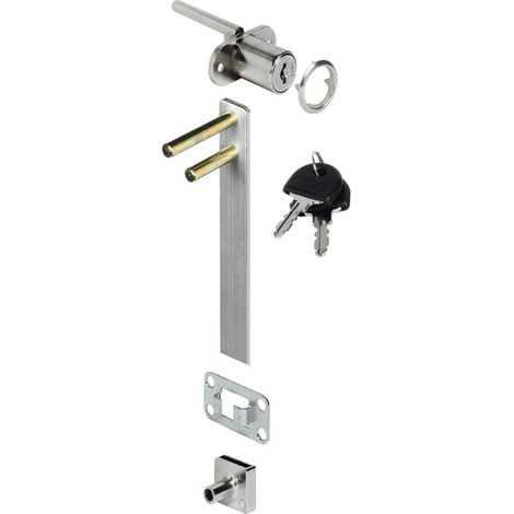 Fermeture pivotante centrale avec cylindre à paillettes meuble porte rosace clé tringle guide blocage serrure verrou meuble porte (1/5)