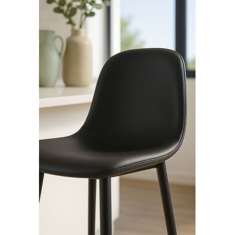 Taburetes Cocina - Taburete Black Teok Polipiel - Negro (1/5)