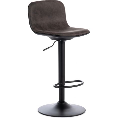 Evan, Set di 2 Sgabelli regolabili in microfibra Grigio scuro (39cm X 45cm H. 86/102cm) (1/5)