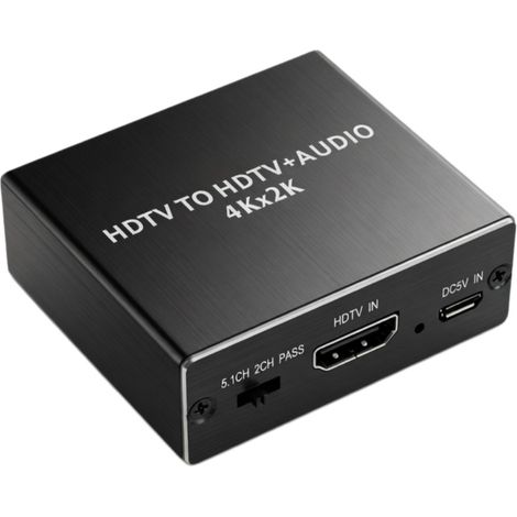 HDMI Audio Extractor - 4K30Hz - Compatible Con HDMI 2.0 - Salida Óptica Y 3,5 mm - Gestión EDID - Para TV PS4 Blu-ray Amplificador - Unidad (1/5)