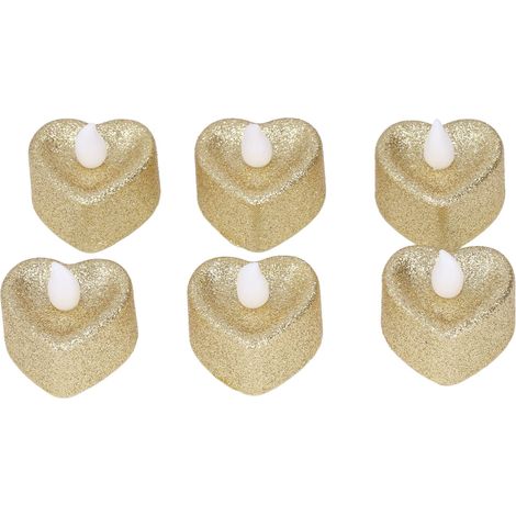 [LED-Kerzen] Herzförmige LED-Kerzen, elegantes Design, 6 Stück, sicher für die Familie (1/5)