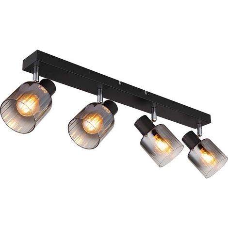 Deckenlampe Wohnzimmerleuchte Flurleuchte 4 Flammig Spots beweglich Glas L 56 cm